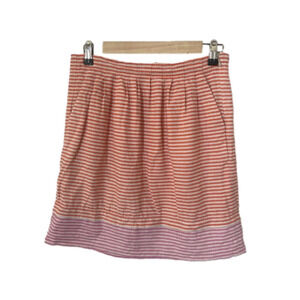 LOFT 100% linen pleated striped mini skirt spring summer pink size 2